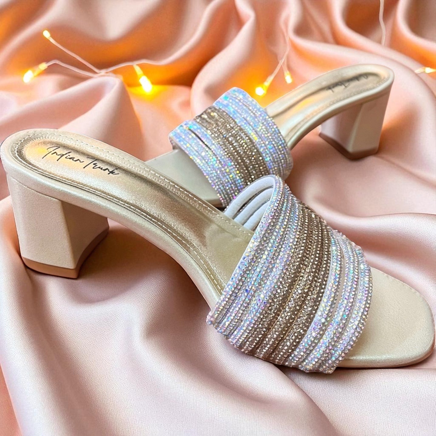 Dazzling Sparkle Block Heels - Gold & Silver