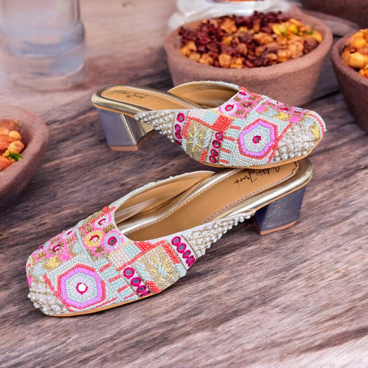 Desi Pop Multicolour Heeled Juttis