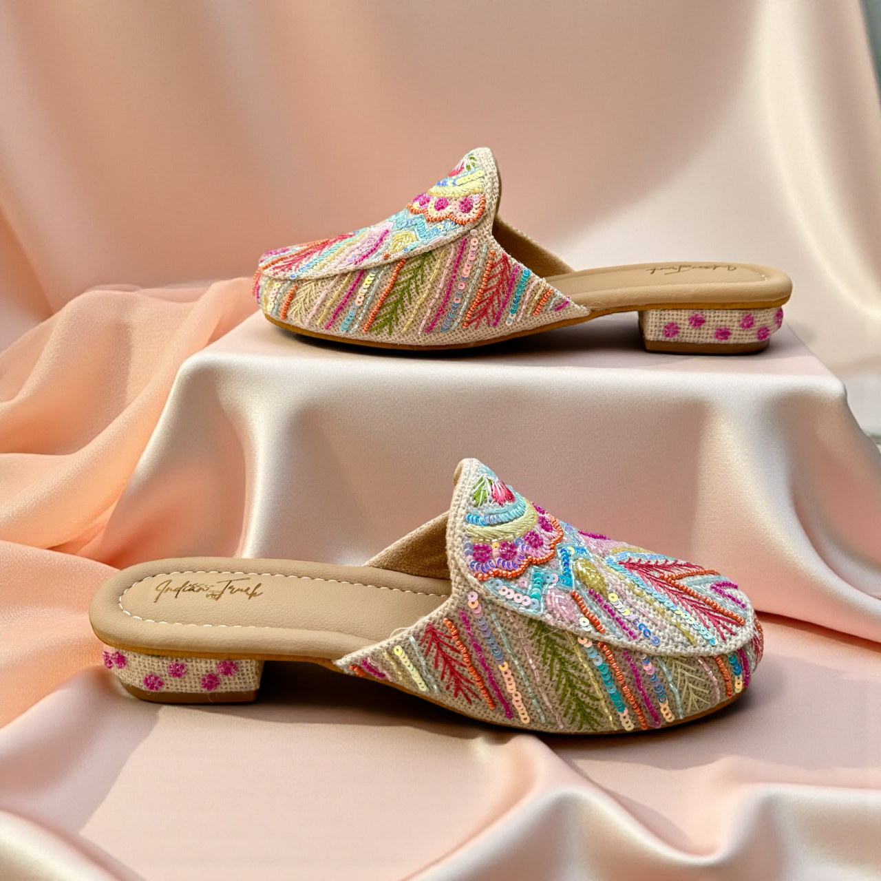Candy Lane Embroidered Mules