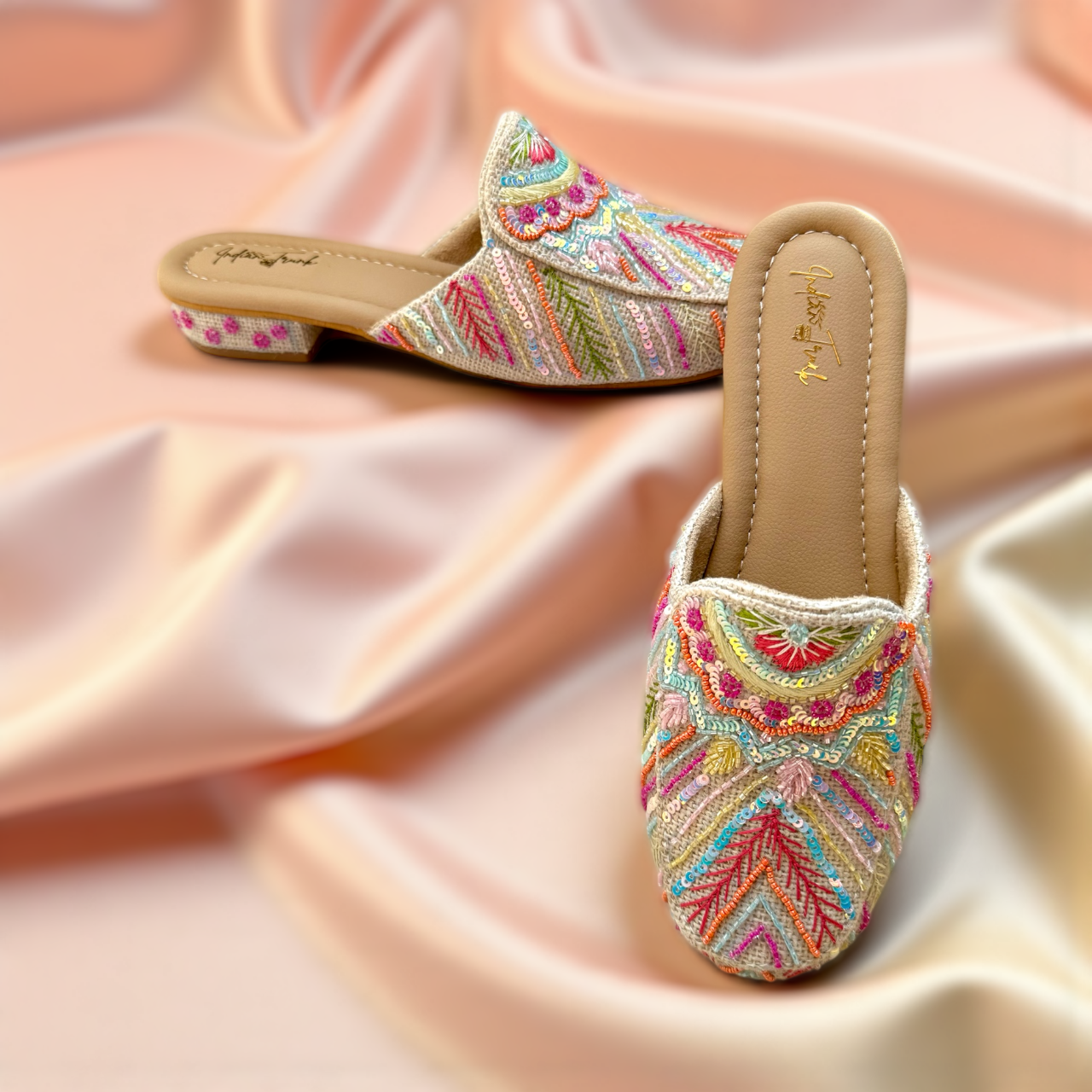 Candy Lane Embroidered Mules