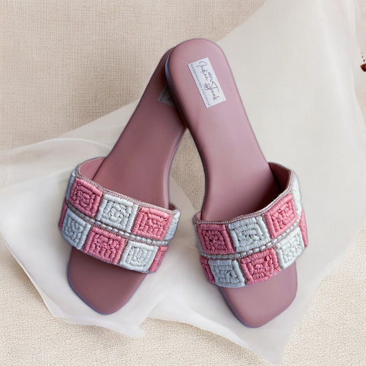 Blush Grid – Pastel Pink & Off-White Sequin Design Sliders