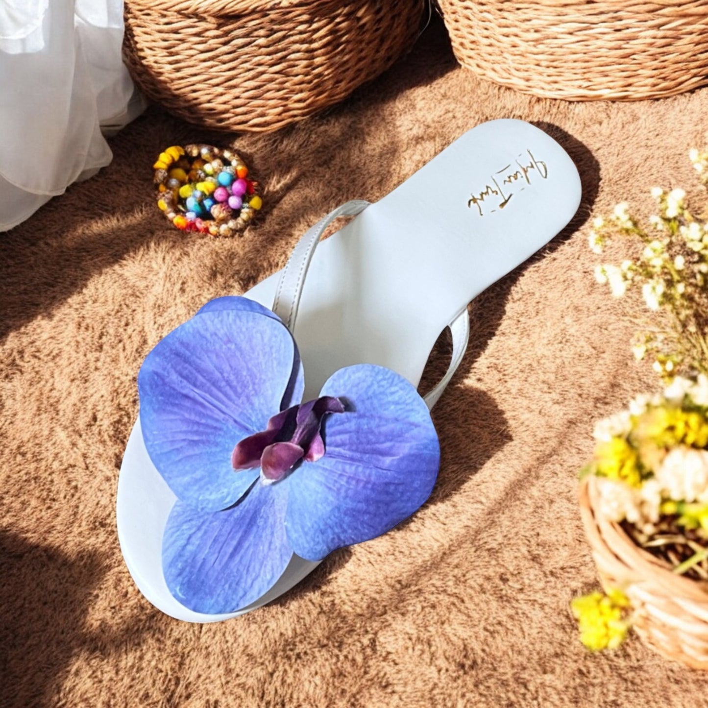 Floral Bloom FlipFlops - Sky Bud