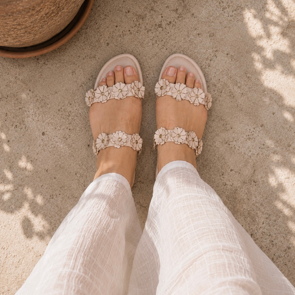 Rosette Flats – Blush Ivory