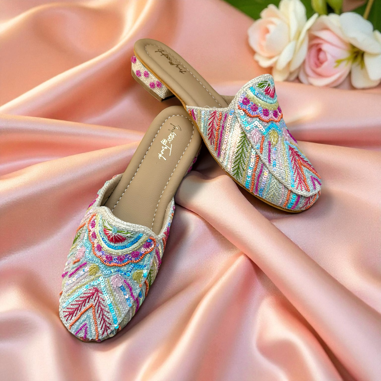 Candy Lane Embroidered Mules